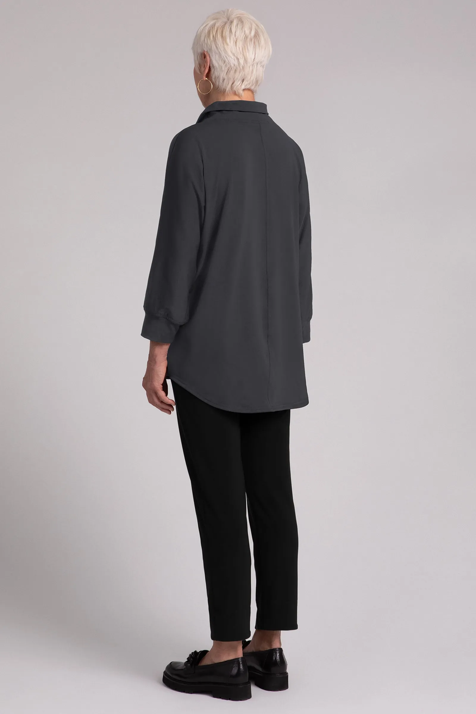 Fleece Back Jersey Funnel Neck Pullover with Kangaroo Pocket | Graphite