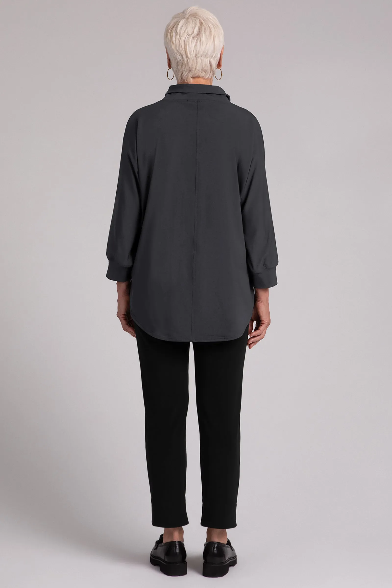 Fleece Back Jersey Funnel Neck Pullover with Kangaroo Pocket | Graphite