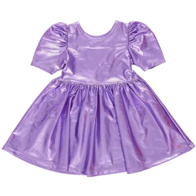 Girls Lame Laurie Dress - Purple Sparkle