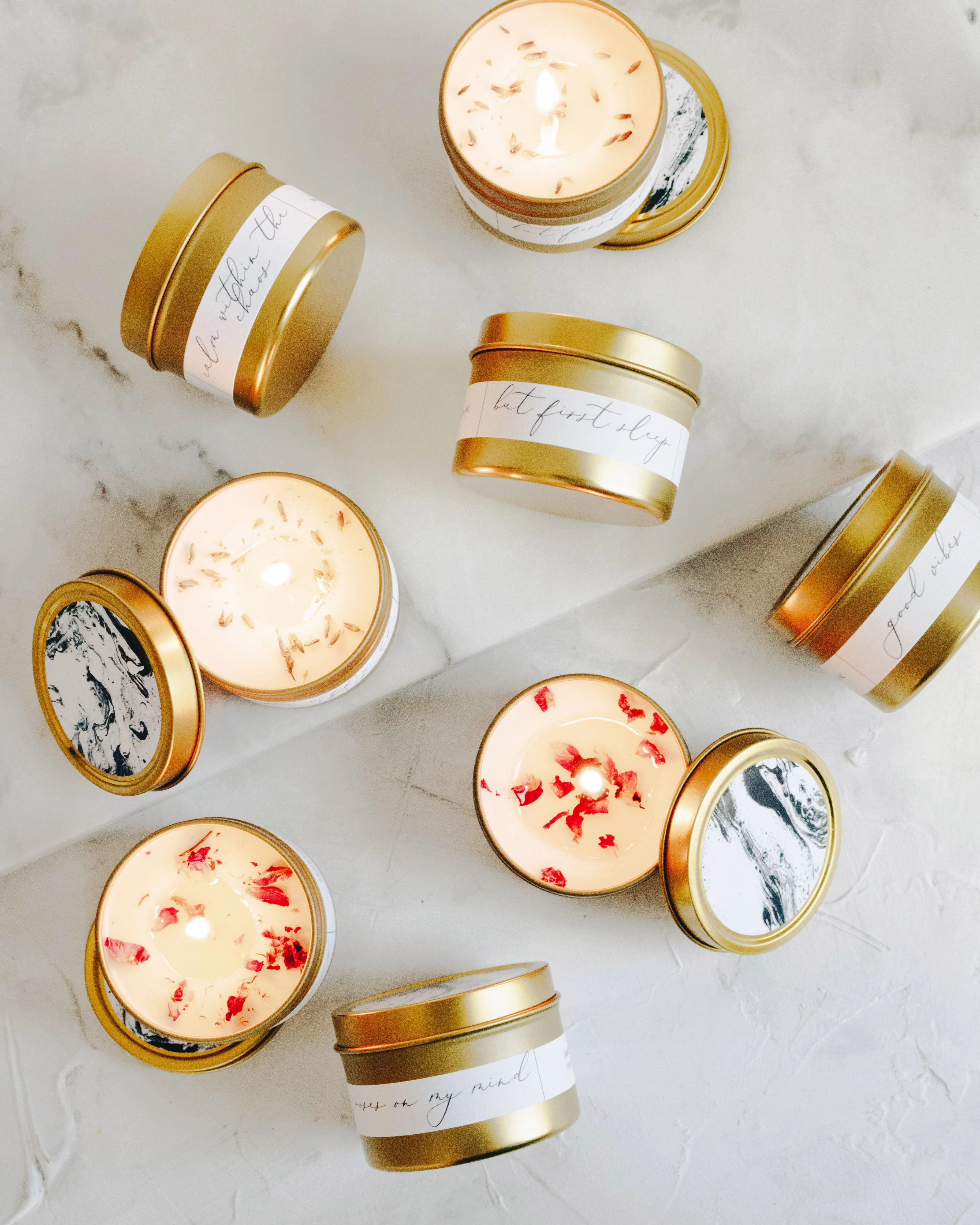 Good Vibes Coconut Soy Candle - Gold Travel Tin
