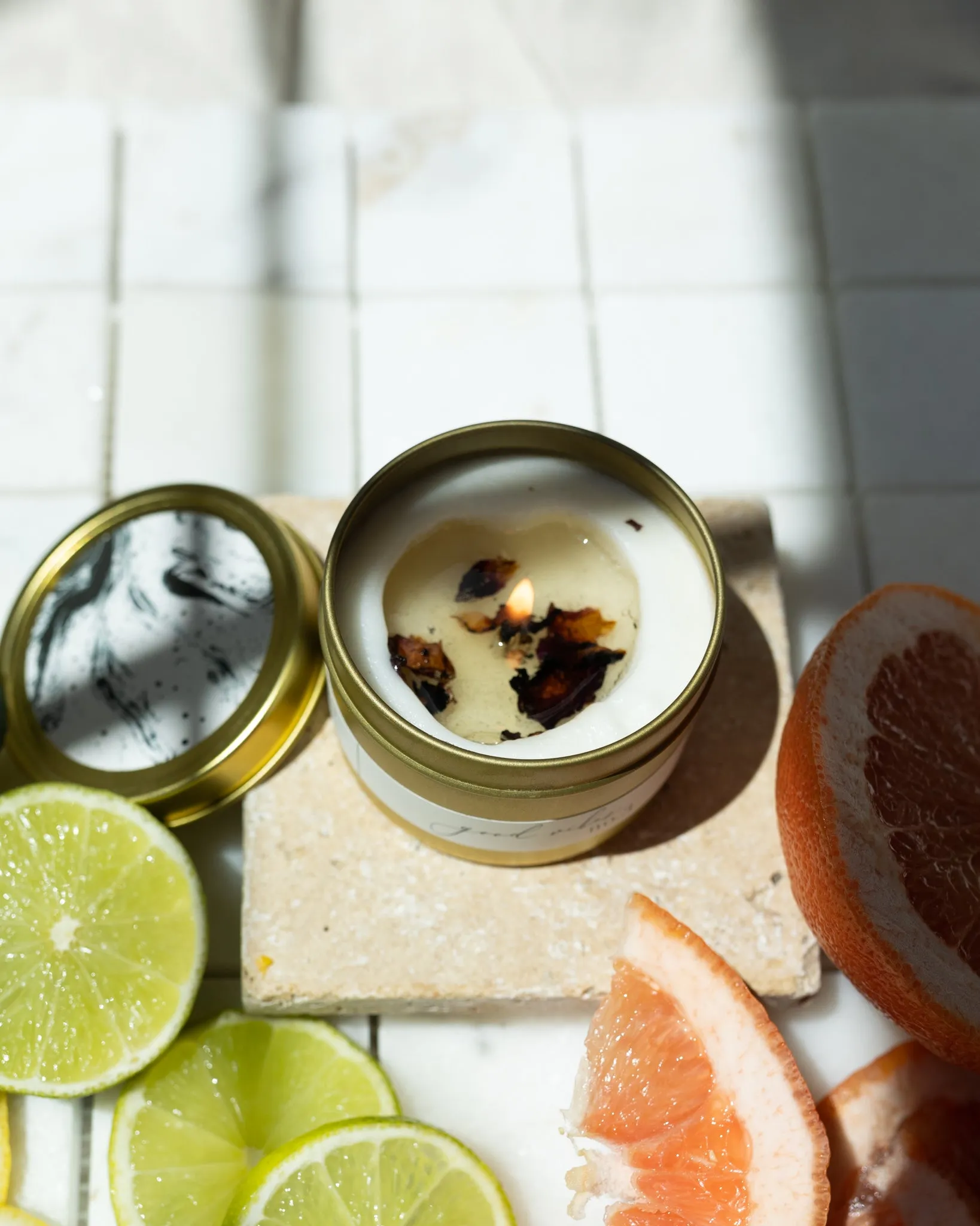 Good Vibes Coconut Soy Candle - Gold Travel Tin