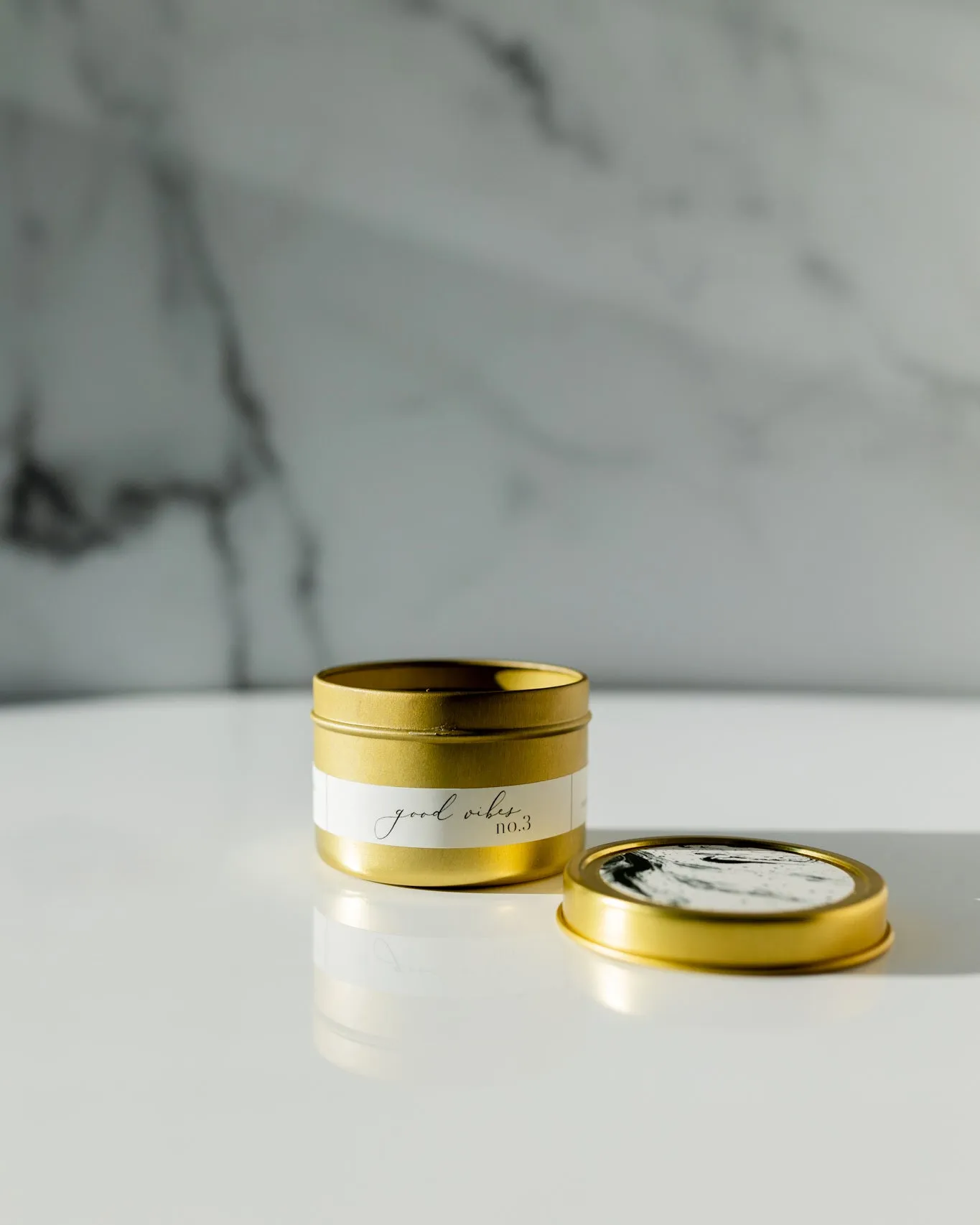 Good Vibes Coconut Soy Candle - Gold Travel Tin