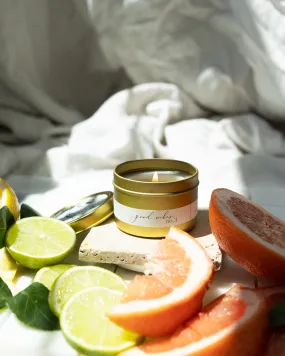 Good Vibes Coconut Soy Candle - Gold Travel Tin