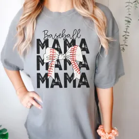 (Granite) Bow Baseball Mama Short Sleeve Adult Tee