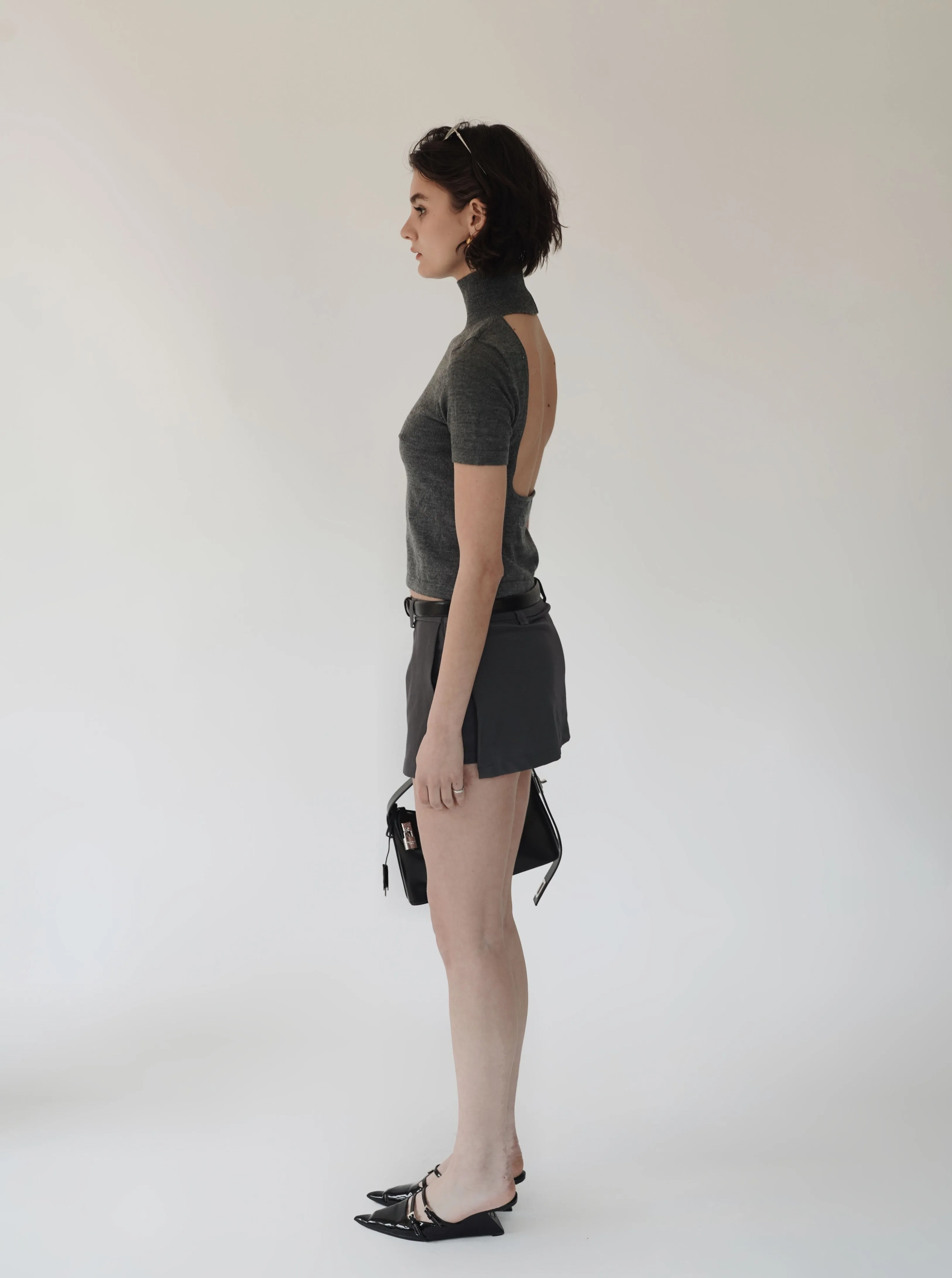 Grey Low-Rise Skort