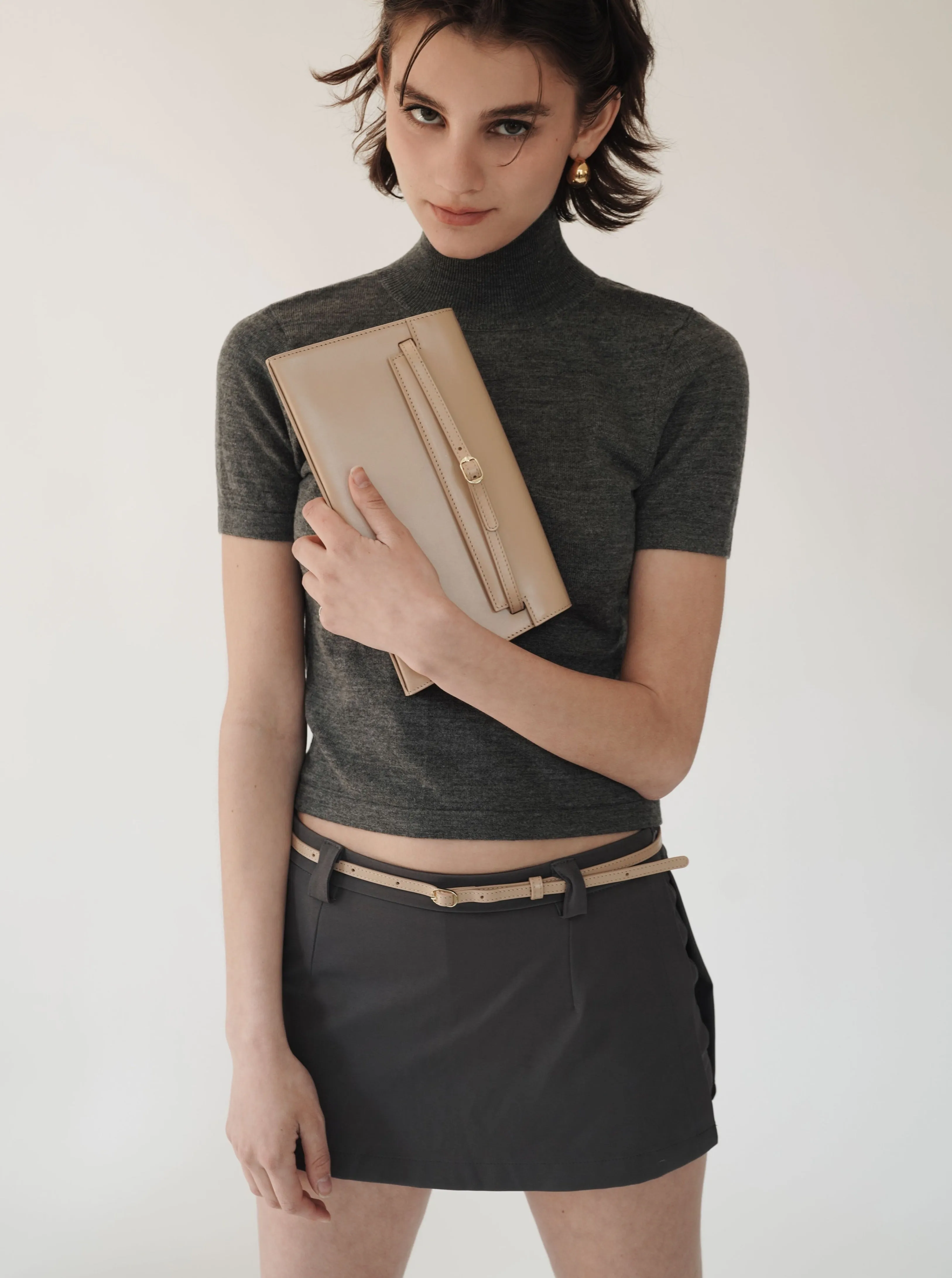 Grey Low-Rise Skort
