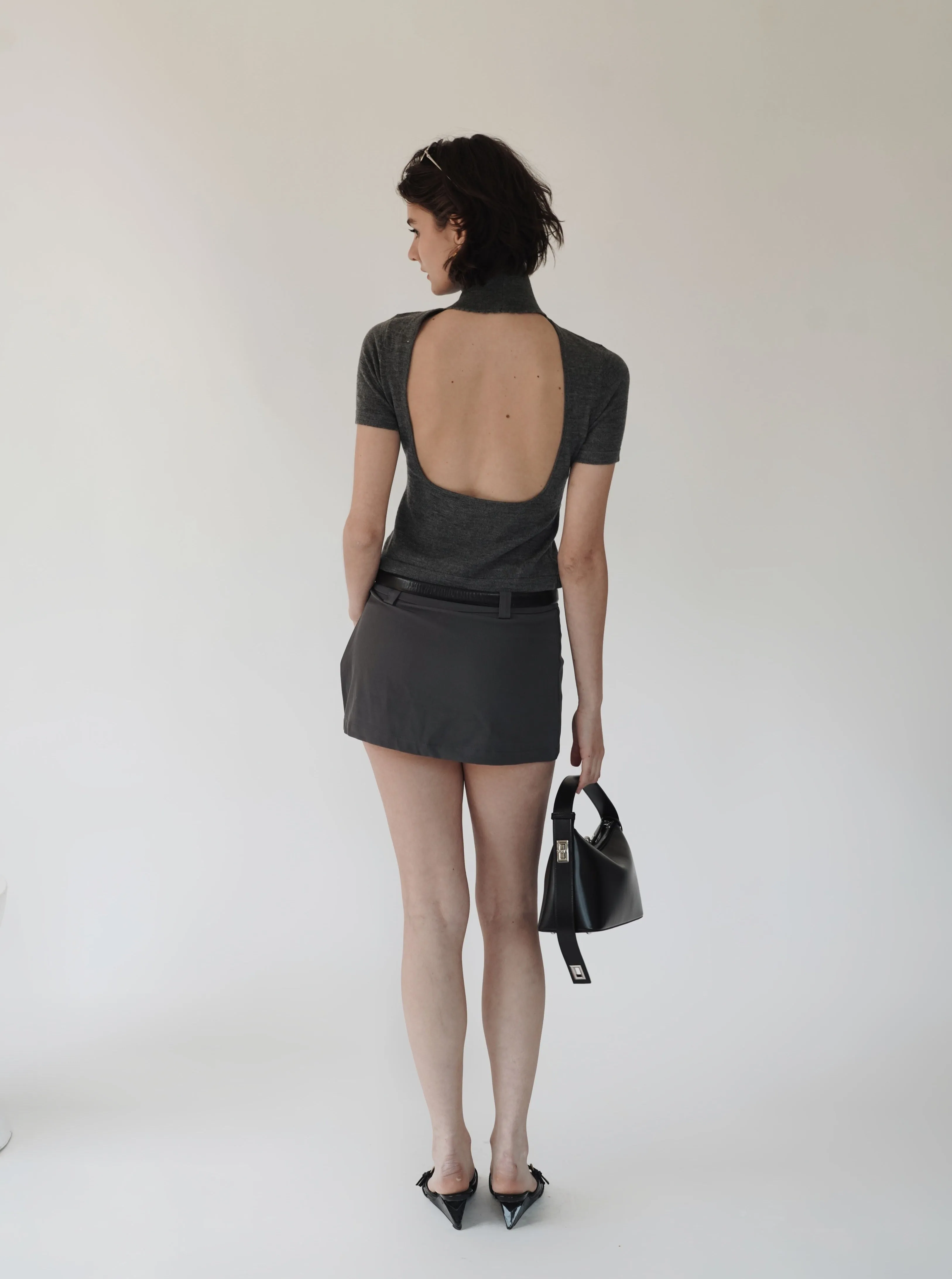 Grey Low-Rise Skort