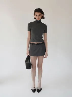 Grey Low-Rise Skort