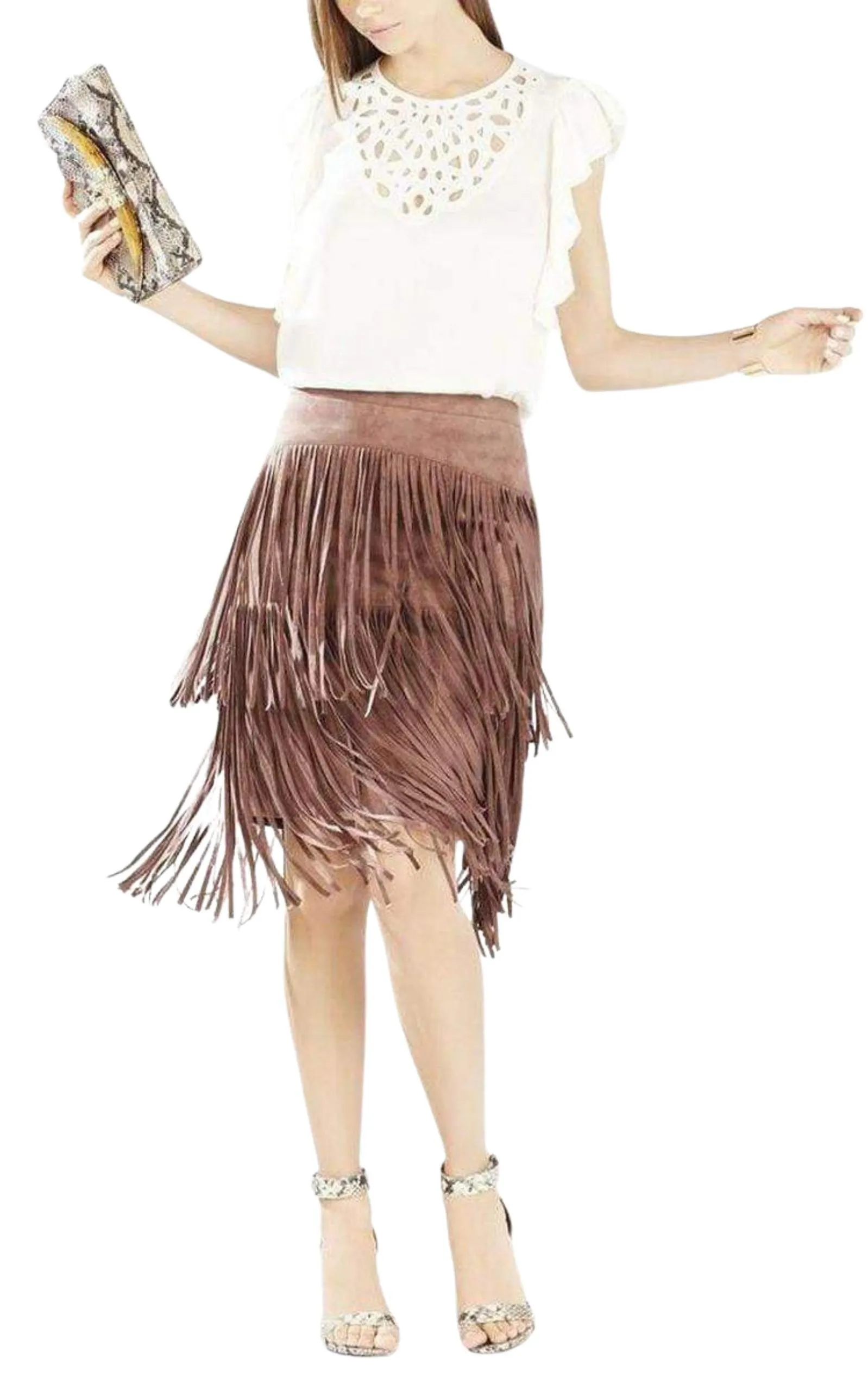 Haidee Flutter-Sleeve Cutout Embroidered Top