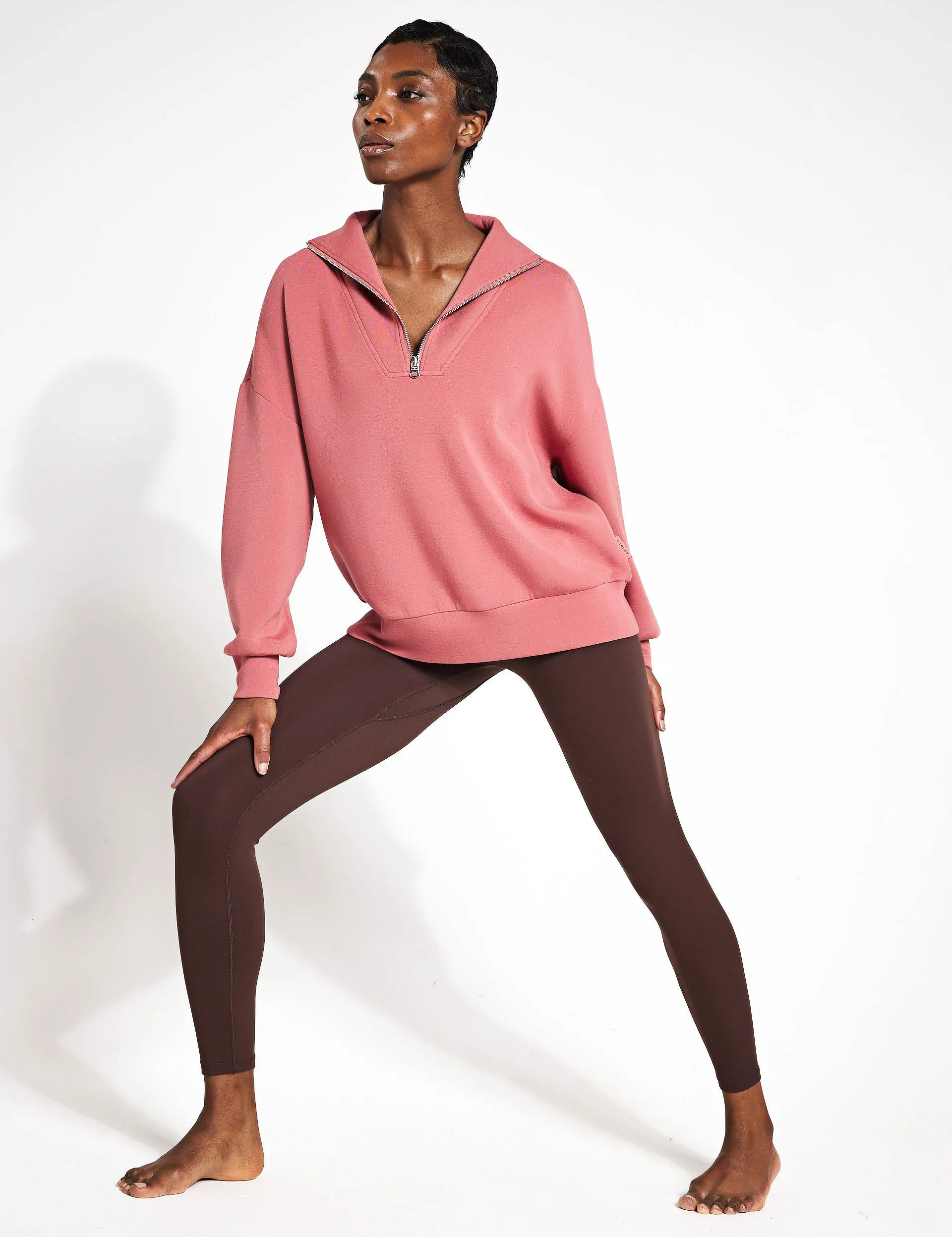 Hawley Half Zip Sweat - Withered Rose