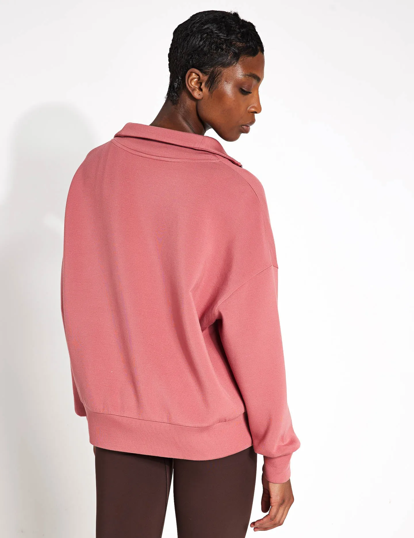 Hawley Half Zip Sweat - Withered Rose