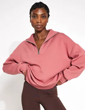 Hawley Half Zip Sweat - Withered Rose