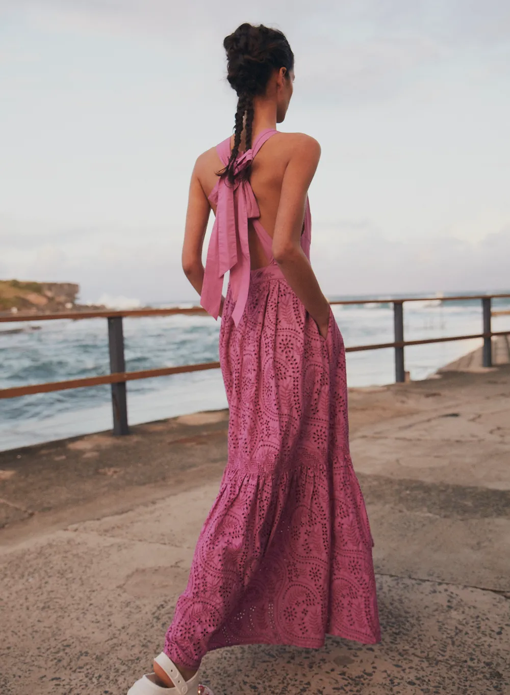 Helena Organic Cotton Broderie Maxi Dress | Aster Purple