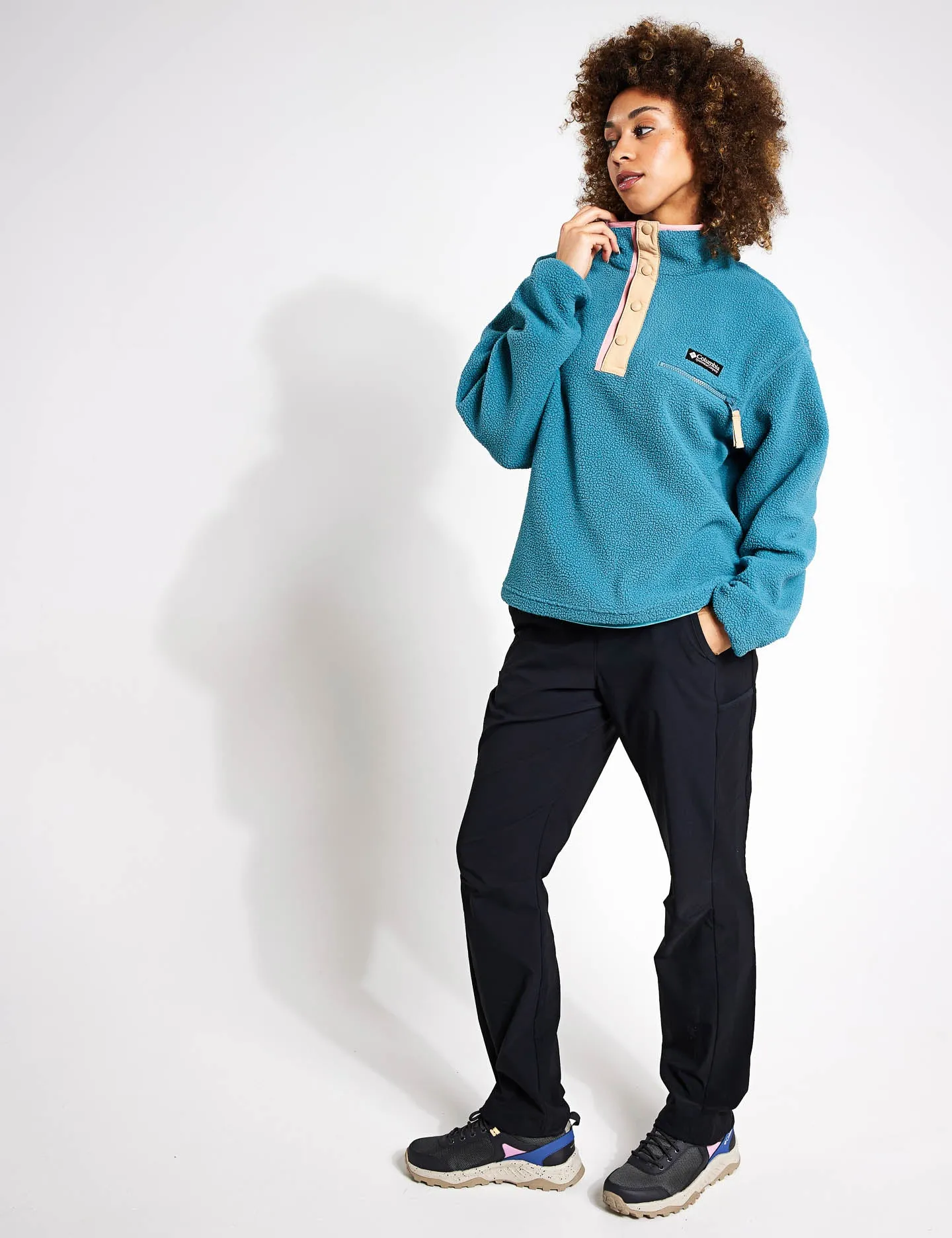 Helvetia Cropped Half Snap Fleece - Cloudburst/Canoe/Salmon Rose