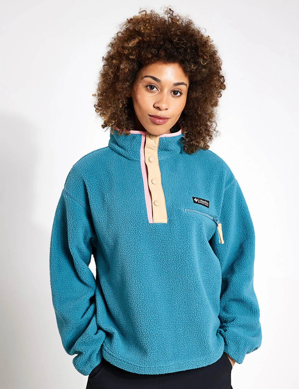 Helvetia Cropped Half Snap Fleece - Cloudburst/Canoe/Salmon Rose