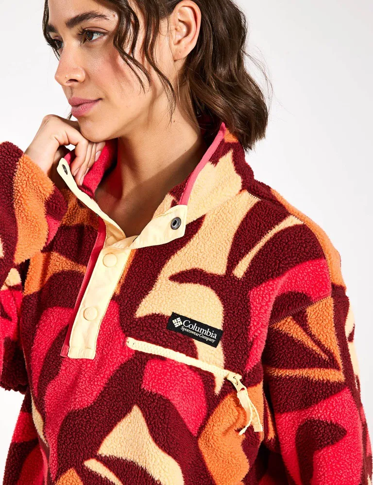 Helvetia Cropped Half Snap Fleece - Spice Floristic Print/Sunkissed/Juicy