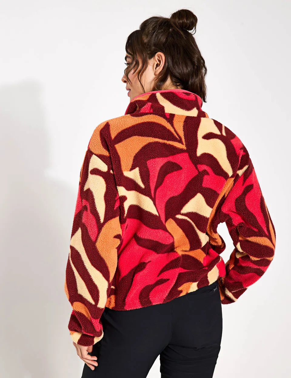 Helvetia Cropped Half Snap Fleece - Spice Floristic Print/Sunkissed/Juicy