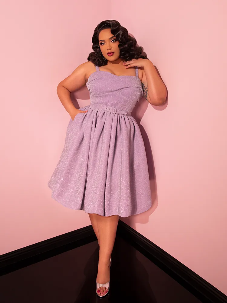 Jawbreaker Swing Dress in Lilac Lurex - Vixen by Micheline Pitt