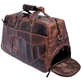 John Leather Travel Duffle Bag with Shoe Pocket, Walnut Brown