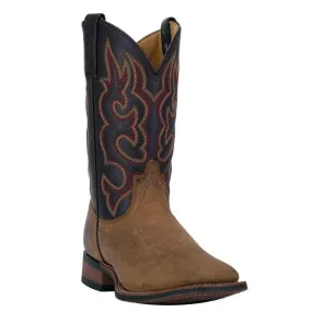 Laredo Lodi Taupe Square Toe Chocolate Leather Western Boot 7898