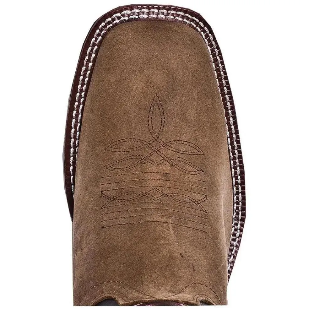 Laredo Lodi Taupe Square Toe Chocolate Leather Western Boot 7898