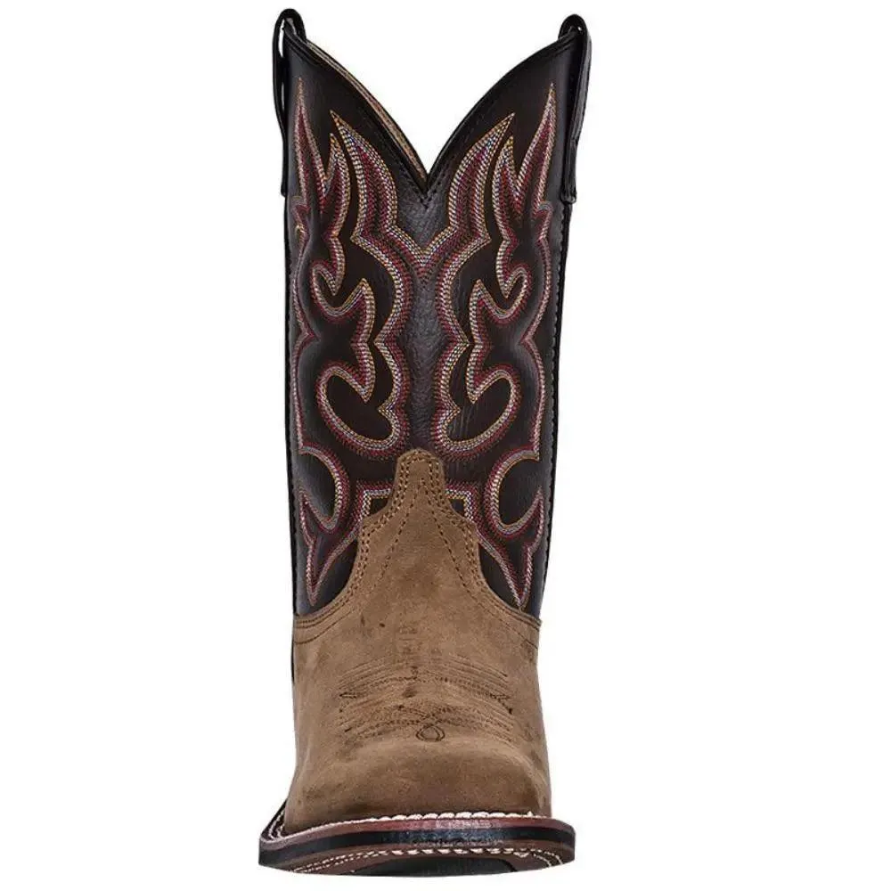 Laredo Lodi Taupe Square Toe Chocolate Leather Western Boot 7898