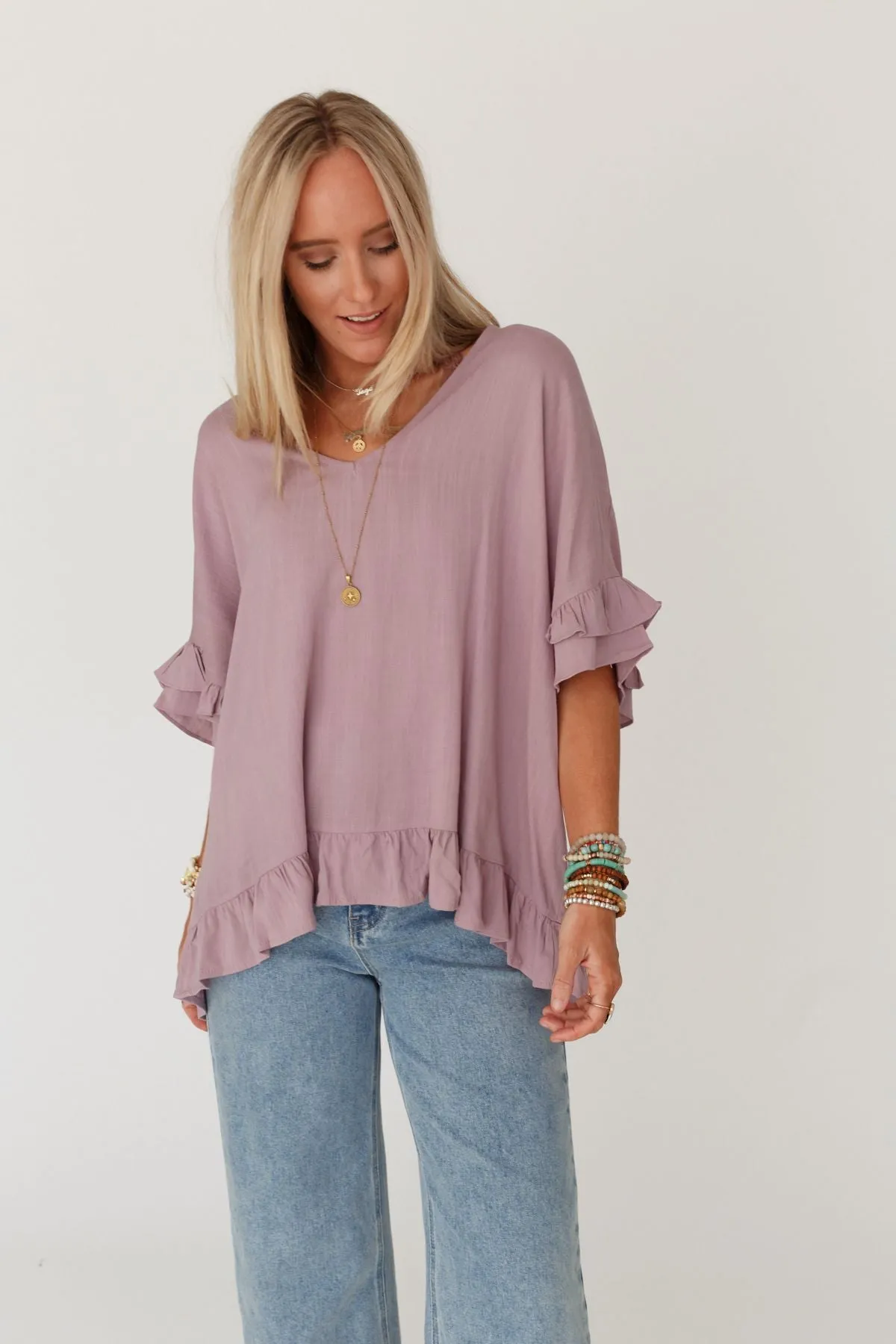 Let Me Be Ruffled Top - Pale Plum