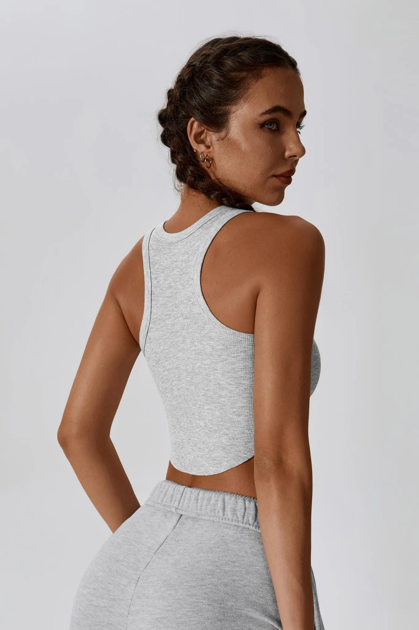 Madison Sleeveless Crop Top - Rhino Grey
