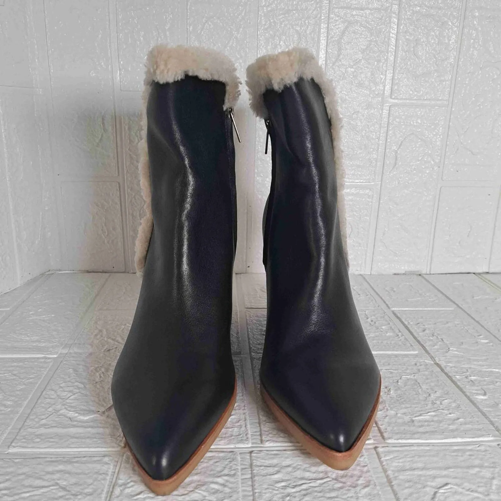 Marc Fisher LTD Brendan Suede Shearling Trim Wedge Booties