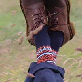 Men's Zig Zag Cuff Wool & Cotton Socks