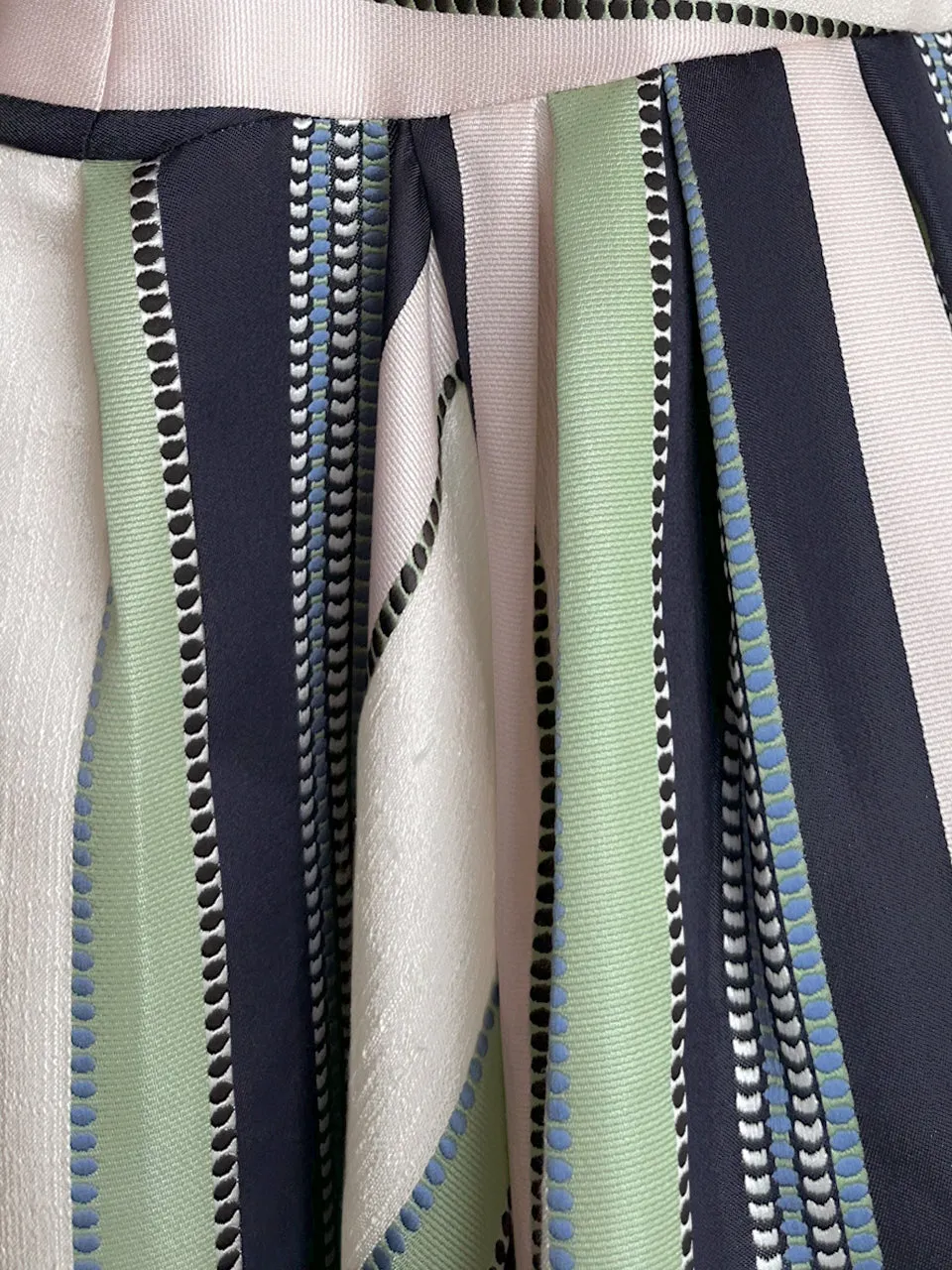 Pastel Stripes Tie-Waist Tiered High/Low Skirt