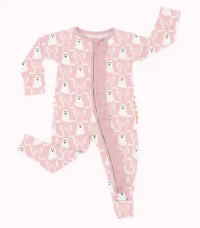 [Pre Order] Creepy Cute Boos & Bows - Bamboo Ruffled Zippy Romper EST SHIP MID SEPT