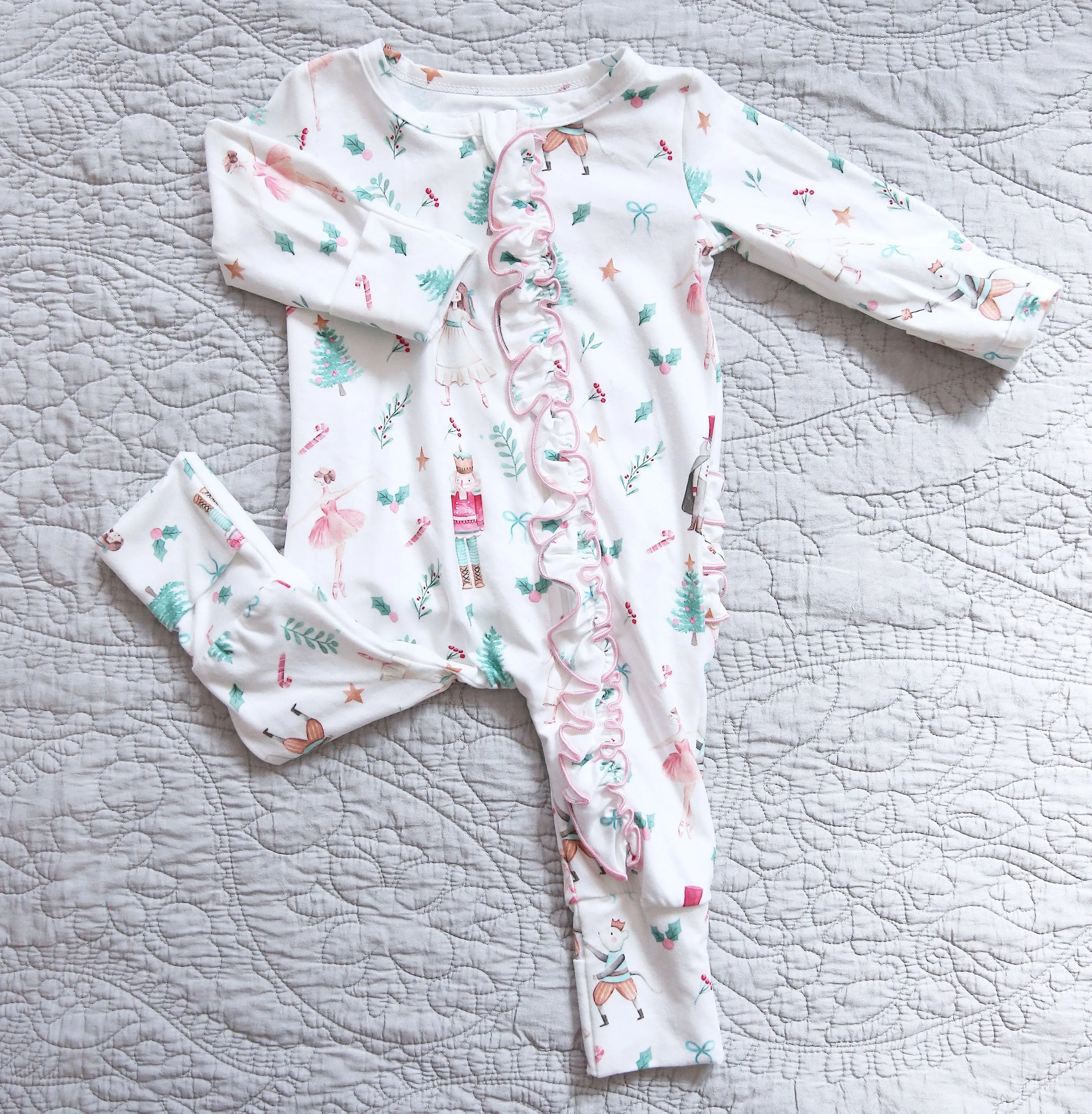 [Pre Order] Holiday Classics Vintage Nutcracker - Bamboo Ruffled Zippy Romper (EST SHIP LATE OCT)
