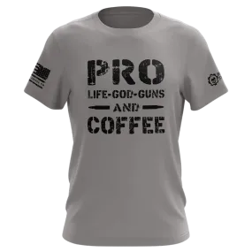 PRO Life-God-Guns & Coffee Gray T-Shirt