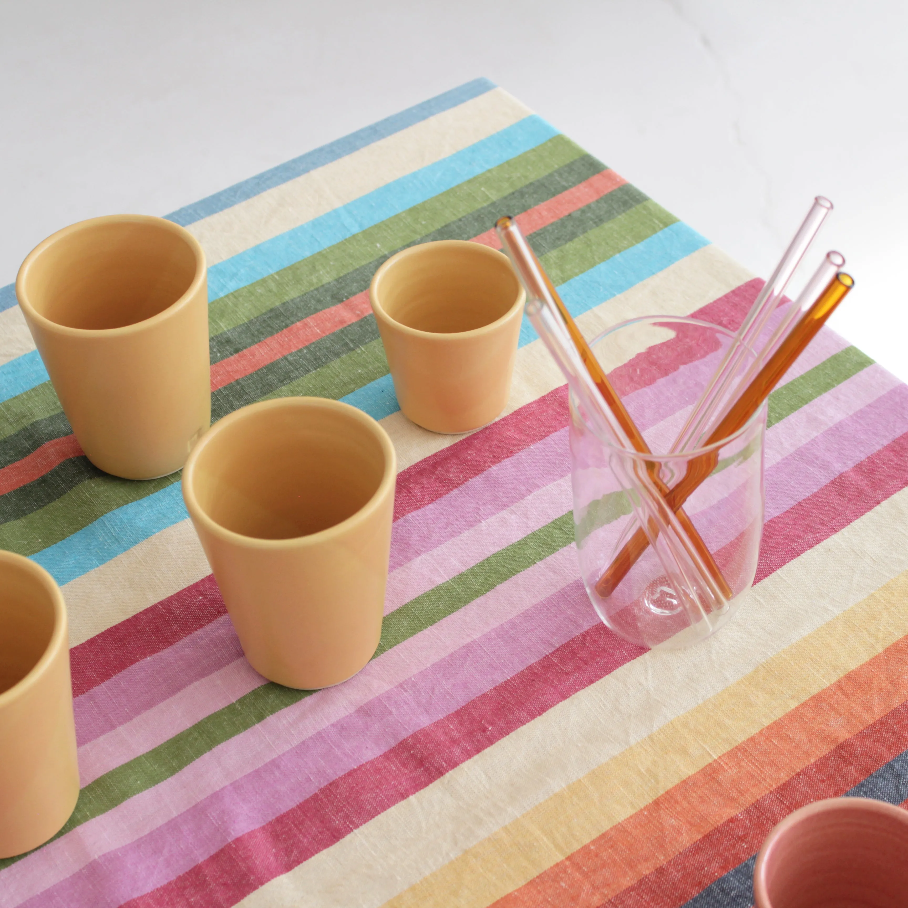 Rainbow Striped Linen   Cotton Throw
