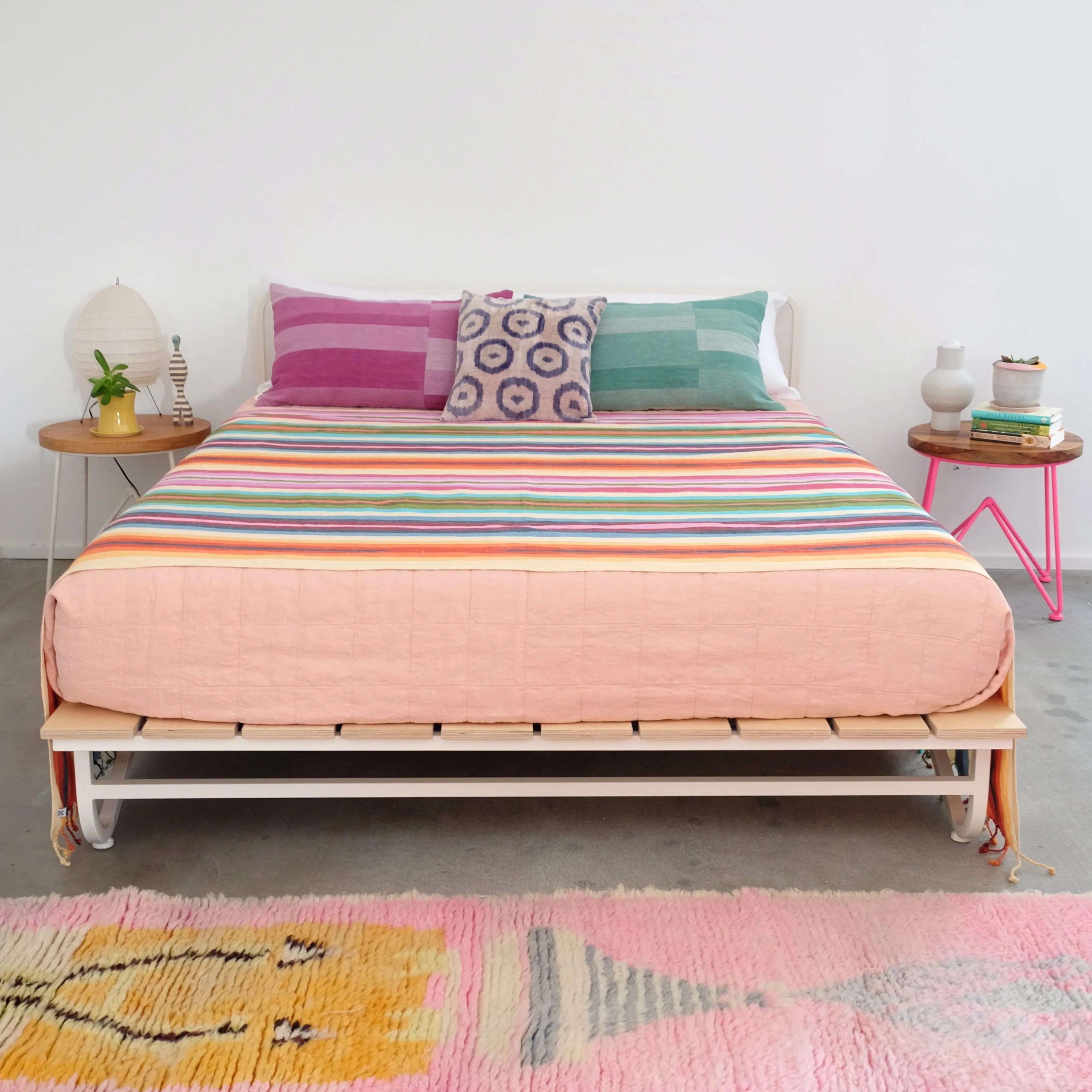 Rainbow Striped Linen   Cotton Throw