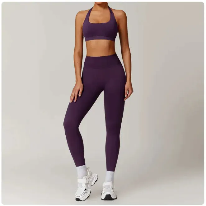 Seamless Backless Yoga Set – 2-Piece Bra & Leggings