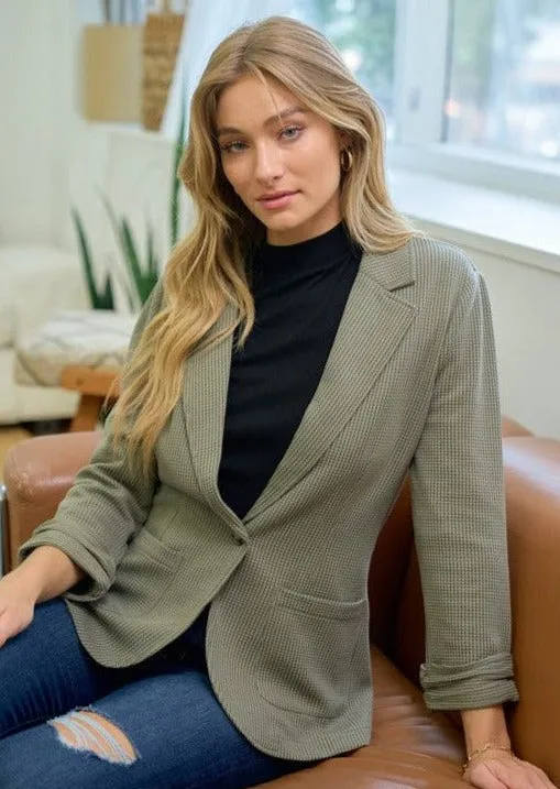 Textured Gathered Sleeve Blazers - 3 Colors!