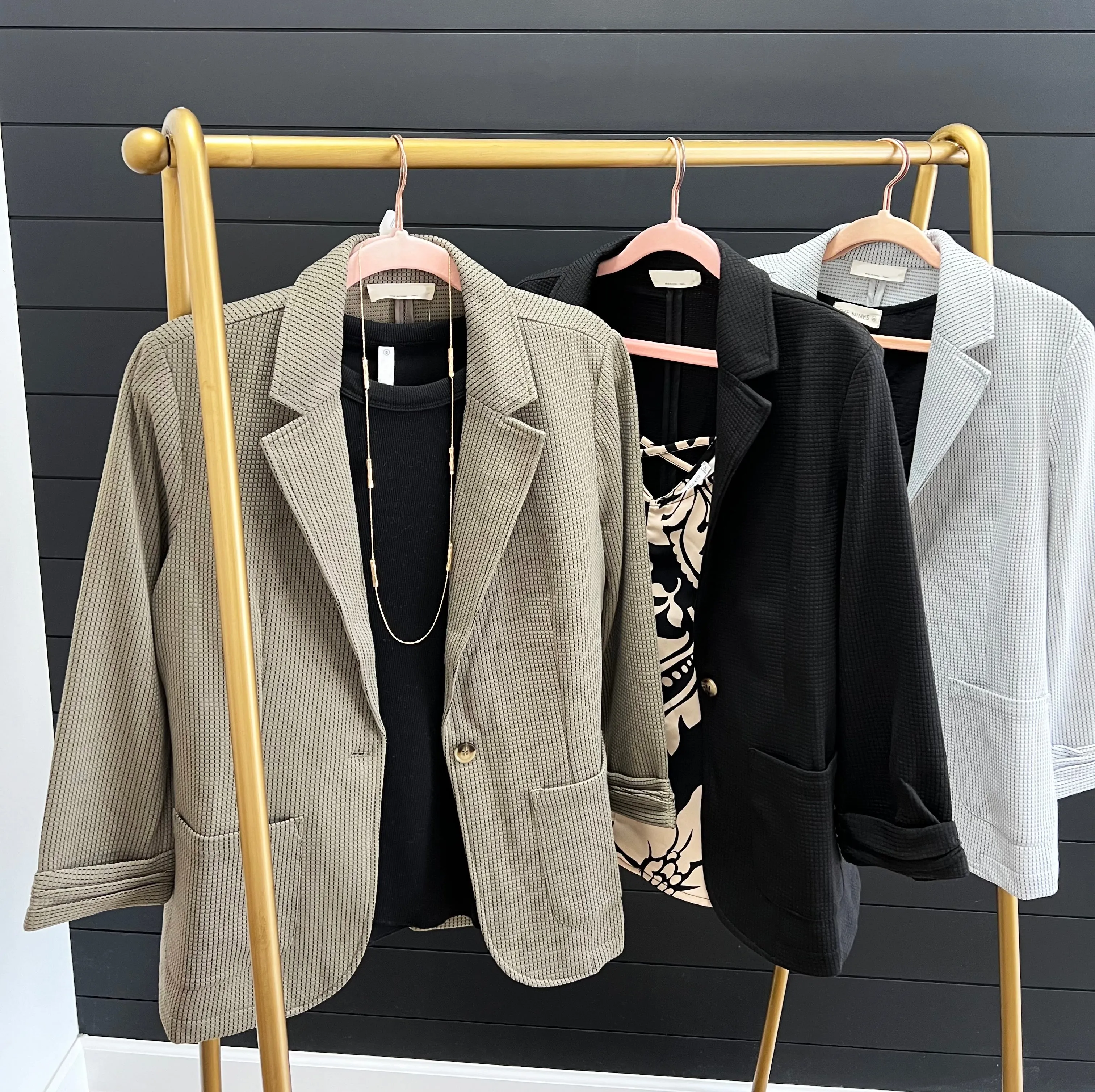 Textured Gathered Sleeve Blazers - 3 Colors!