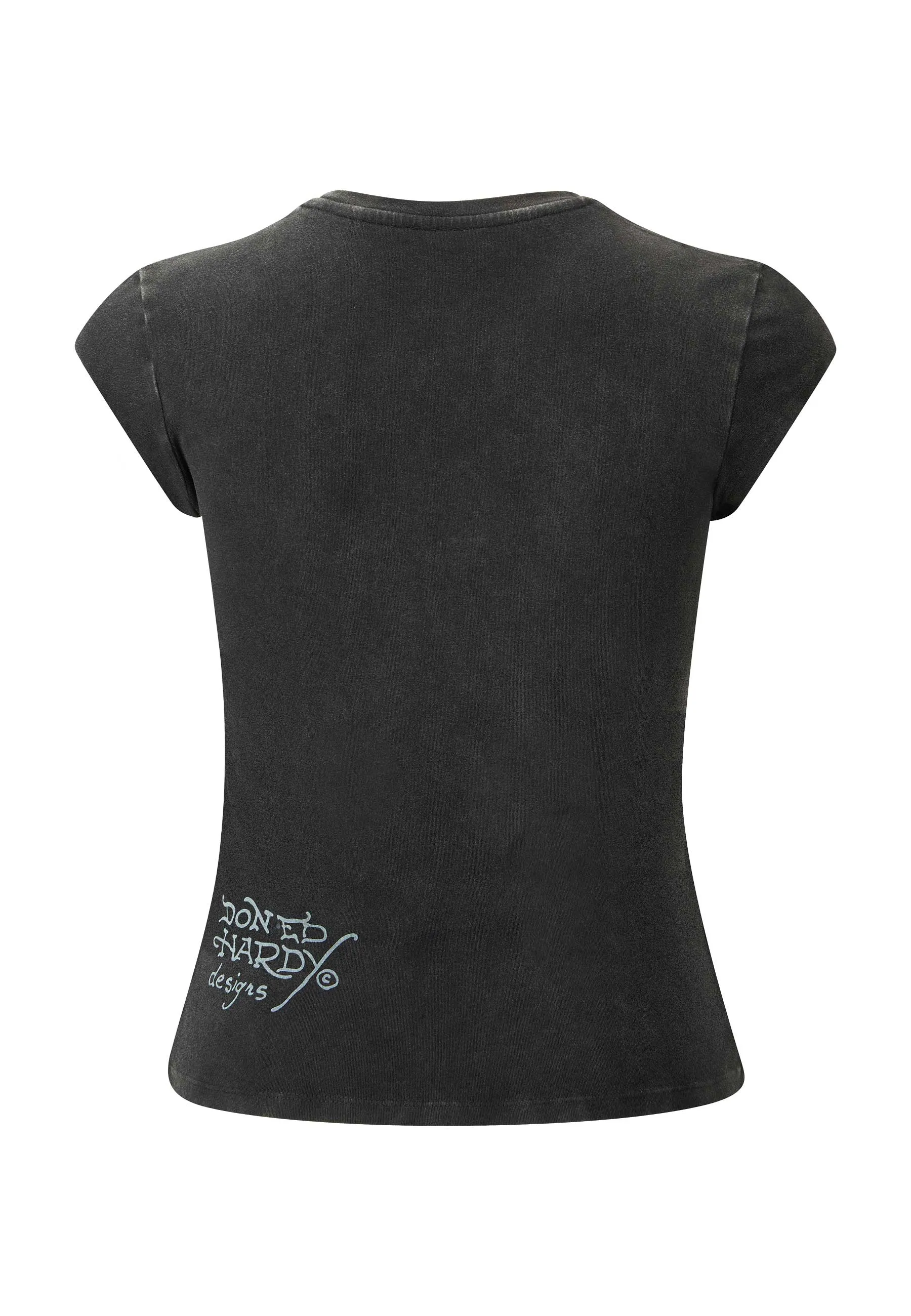 Womens Love Eternal Cap Sleeve Tshirt Top - Black