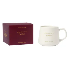 'Working Nine Till Wine' Porcelain Mug | White & Gold